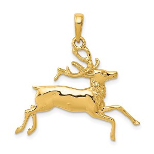 Black Bow Jewelry 14k Yellow Gold Running Deer Buck Pendant - 1 of 4