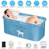 NewHome"Portable Collapsible Bathtub with Inflatable Backrest, Water Seat & Storage Bag for Hot/Cold Bath"Blue - 2 of 4