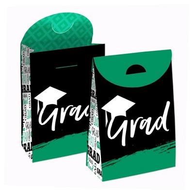 Big Dot of Happiness Green Grad - Best is Yet to Come - Green Graduation Gift Favor Bags - Party Goodie Boxes - Set of 12