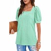 Imily Bela Womens Summer Square Neck Tunic Top Chic Short Sleeve Eyelet Tee Fit Style - 3 of 4
