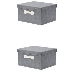 REGALWOVEN Collapsible Fabric Storage Bin with Lid and Handle for Shelves Closet 2 Pcs - 1 of 4