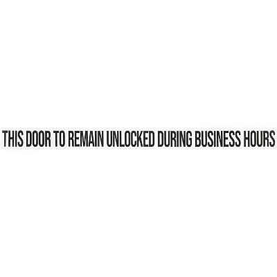 Stockroom Plus 10-Pack Safety Labels Stickers, This Door to Remain Unlocked During Business Hours Sign, 23.9 x 2 in