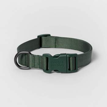 Basic Dog Adjustable Collar with Color Matching Buckle - M - Green - Boots & Barkley™