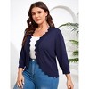 Plus Size Knit 3/4 Sleeve Cardigan Knit Shrug Sweater - 3 of 3