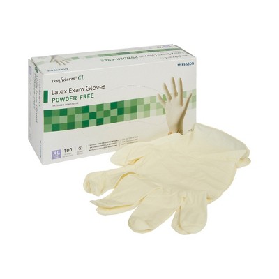 McKesson Confiderm Latex Exam Gloves – Small, Powder-Free, Standard Cuff – 100/Box