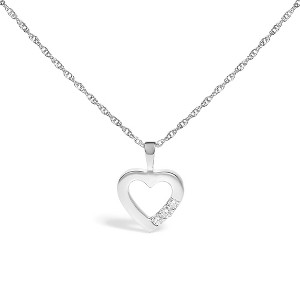 Haus of Brilliance Silver Lab Grown Diamond 1/4 Cttw Three Stone Heart Pendant Necklace - 1 of 4