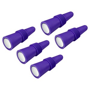 Unique Bargains Silicone Unbreakable Reusable Beverage Wine Caps 5 Pcs - 1 of 3