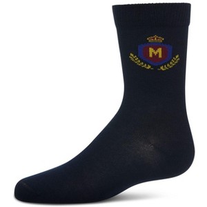 Memoi Boys Stitched M Crest Solid Color Dress Crew Socks - 1 of 4