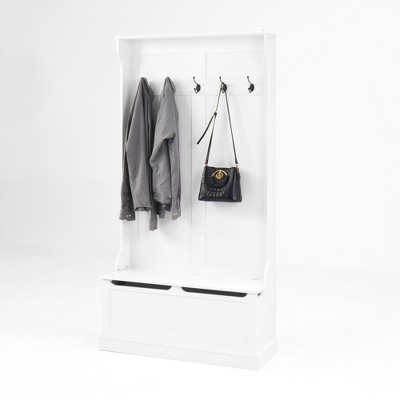 Entryway Bench with Standing Coat Rack, Hall Tree with Shoe Storage Bench, Entryway Organizer with 5 Hooks