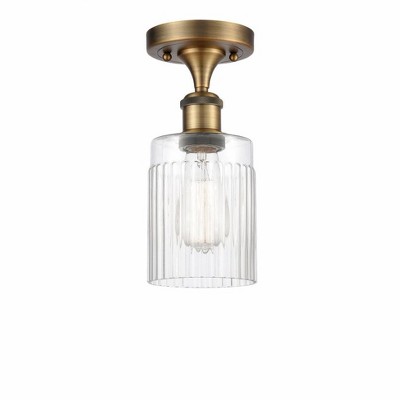 Hadley - 1 Light Semi-Flush Mount In Art Deco Style-13 Inches Tall and 4.5 Inches Wide