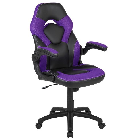 Flash Furniture - High Back Mesh Ergonomic Swivel Office Chair with Flip-Up Arms - Purple