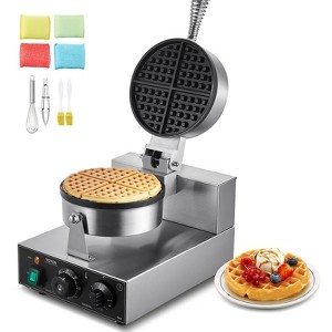 VEVOR Commercial Waffle Maker, 1230W Round Waffle Baker Machine, Non-Stick Stainless Steel Belgian Waffle Iron with Temperature and Time Control - 1 of 4