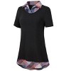 Clearlove Womens Short Sleeve Contrast Mock Neck Collared T-Shirts Flowy Ruffled Patchwork Work Blouse Casual Dressy - 3 of 3