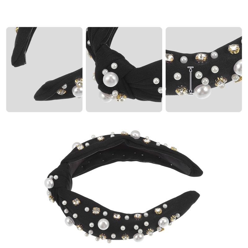 Unique Bargains Women's Knotted Simulated Pearl Rhinestones Headband 1.18" Wide 1Pc, 3 of 7