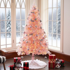 GOTGELIF Pre-Lit Dreamy Holiday Tree Pink 6Ft Christmas Tree with Twinkling Lights Xmas Decoration - 1 of 4