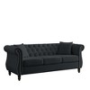 79" Velvet Chesterfield 3-Seater Sofa with Rolled Arms & Nailhead Trim - 4 of 4