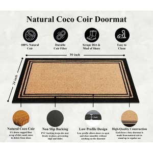 A1HC Natural Coir Doormat with Classic Border Heavy Duty PVC Backing Front Door Entry Mat 24" x 39" - 1 of 4