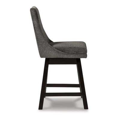Tallenger Dark Gray Upholstered Swivel Counter Height Barstools Set of 2