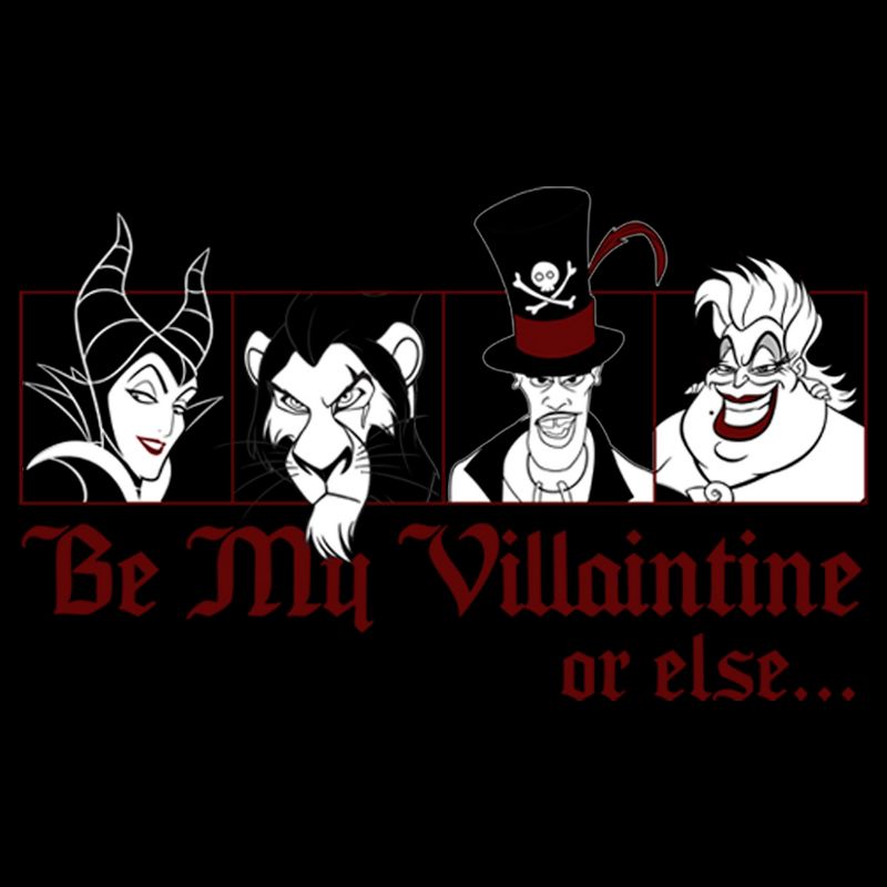 Juniors Womens Disney Valentine's Day Be My Villaintine Or Else... T-Shirt, 2 of 5