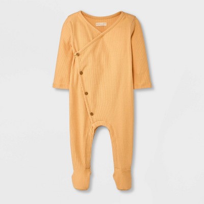 Grayson Collective Baby Pointelle Long Sleeve Bodysuit - Orange 0-3M