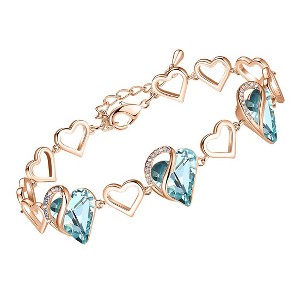 Leafael Infinity Love Heart Link Bracelet with Healing Stone Crystal, 18K Rose Gold Plated, 7" Chain + 2" Extender - 1 of 4