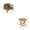3 PCS Patio Conversation Set, 2 Arm Chairs with Foldable Side Table,  Acacia Wood Frame Chairs with Polyester Cushion-Coolbibila - 4 of 4