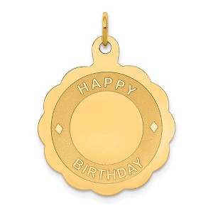 Black Bow Jewelry 14k Yellow Gold Happy Birthday Disc Pendant, 22mm - 1 of 4
