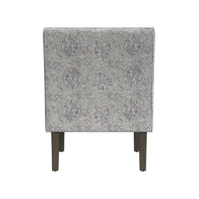 Linen Floral Print Swoop Arm Accent Chair