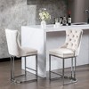 Lyngins Modern Velvet Counter Height Bar Stools Set of 2, Counter Stools with Button Back & Chrome Metal Base, Upholstered Kitchen Island Chair - 4 of 4