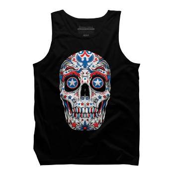 Men's Design By Humans July 4th American Sugar Skull By  Tank Top