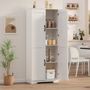 Kitchen Pantry Cabinet, Freestanding Black Pantry Storage Cabinet, 60" Cupboard, Tall Cabinet - 1 of 4