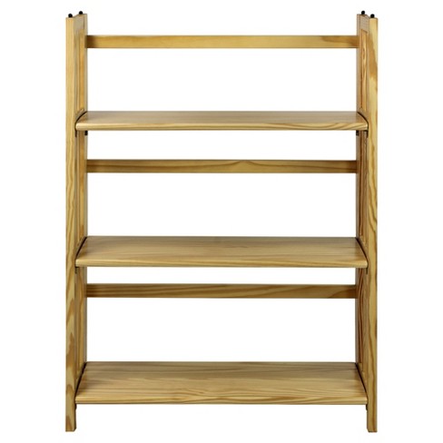 Folding 38 3 Tier Bookshelf stackable Natural Flora Home Solid Wood No Tools Required Target