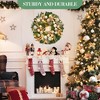 24 Inch Pre-Lit Christmas Wreath for Front Door, 20 LED Lights, Artificial Xmas Wreath with Gold Leaves, Balls and Ornaments for Fireplace, Outdoor - 3 of 4