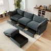 L-Shaped Sectional Sofa with Footstool, 3-Seater Sofa with Pull-Out Storage Drawers, Upholstered Chenille Sofa with Cushion-Coolbibila - 3 of 4