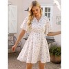 Women's Wrap V-Neck Dot Dress Flutter Sleeve Mini Dress Breathable Summer Dress - 2 of 4