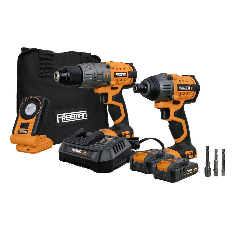 Freeman PECCKT 20V Lithium-Ion Cordless 2-Tool and LED Light Combo Kit (2 Ah), 1 of 15