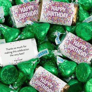 Birthday Candy Party Favors Hershey's Miniatures Chocolate and Kisses by Just Candy - Available in Multiple Colors - 1 of 2