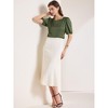 INSPIRE CHIC Women's Work Elegant Sweetheart Neck Half Puff Sleeve Office Work Satin Blouse - 3 of 4