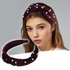 Unique Bargains Women's Bling Twisted Faux Pearl Velvet Headband Hairband Accessories 1.2 Inch Wide 1 Pc - 2 of 4