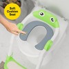 Potty Training Seat with Adjustable Height Step Stool Ladder, Potty Training Toilet with Soft Cushioned Seat & Splash Guard for Boys and Girls, Green - 2 of 4