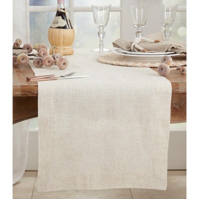 Natural Beige Polyester Plain Hemstitched Table Runner