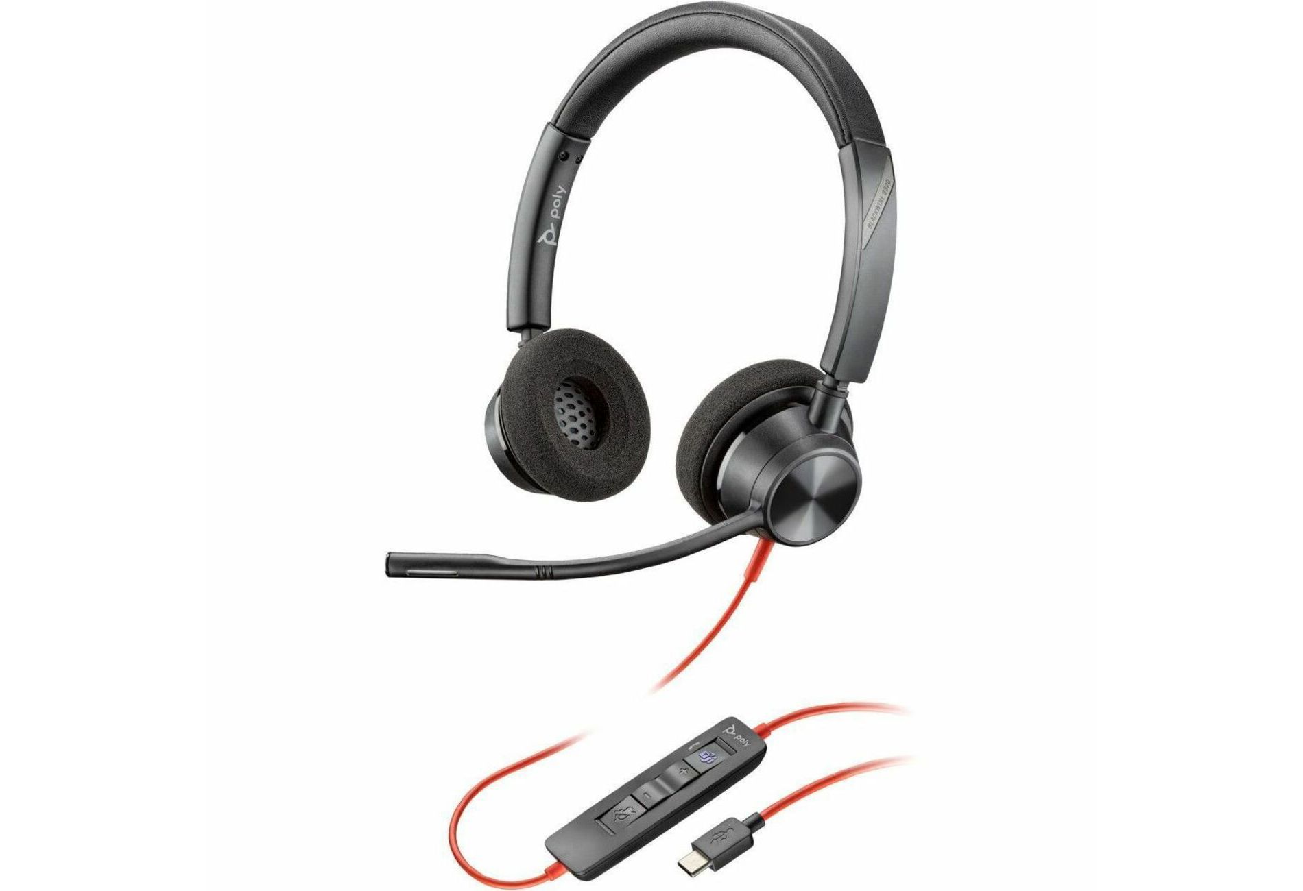 Poly Blackwire 3320 Stereo Microsoft Teams Certified USB-C Headset + USB-C/A Adapter - Microsoft Teams Certification - Stereo
