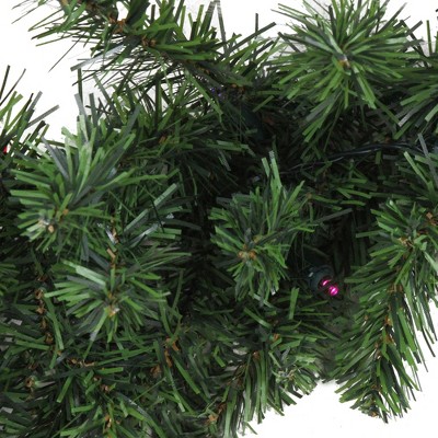 Lush Two-Tone Canadian Pine Pre-Lit LED Outdoor Christmas Garland - 9'