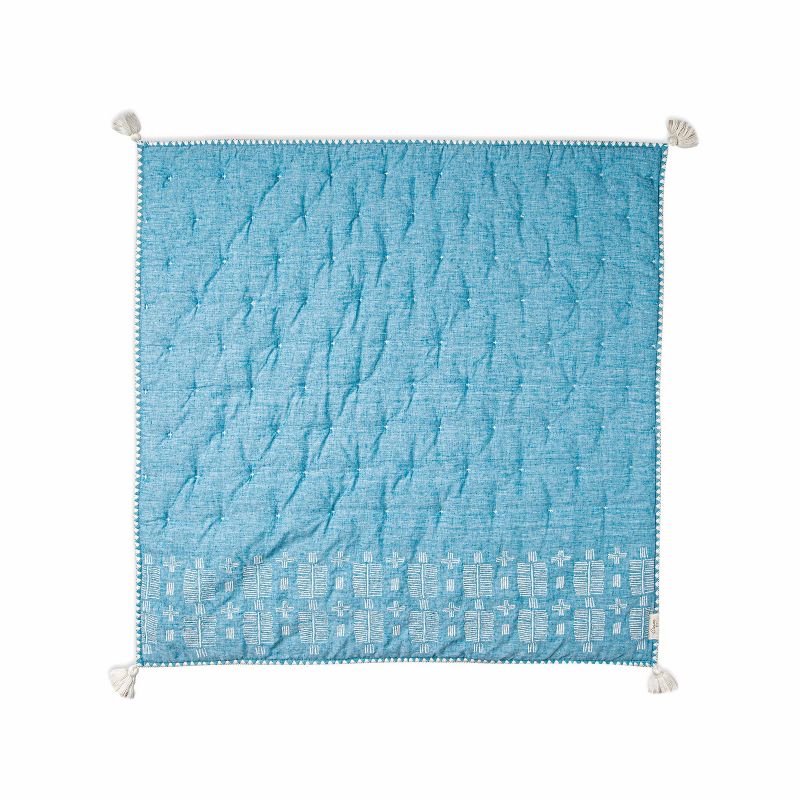 Crane Baby Quilted Baby Reversible Blanket - Caspian Chambray, 3 of 12
