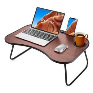 Lap Desk with Foldable Metal Legs and Cup Holder Portable Table for Home Office or Travel Use-3irtyhousy - 1 of 4