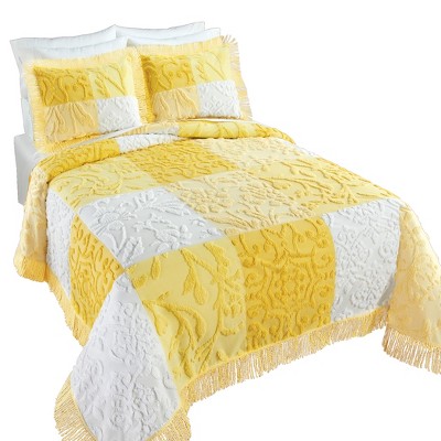 Collections Etc Yellow Patch Chenille Bedspread