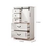VANIRROR 51" Farmhouse Drawer Chest with Sliding Door, Tall Cabinet Organizer with Adjustable Shelves and 5 Drawers, White Accent Cabinet for Bedroom - 3 of 4