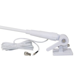 Tram® Pretuned VHF 3-dBd-Gain Marine Rachet-Mount 46-Inch Fiberglass Antenna with RG58 Cable and FME-Female Connector with PL-259 Adapter in White - 1 of 4