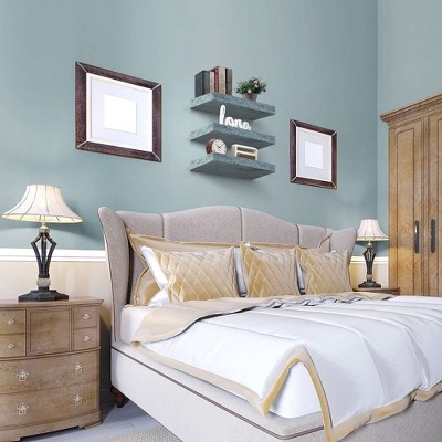 Coastal Blue Rectangular Floating Shelves, 3-Piece Set