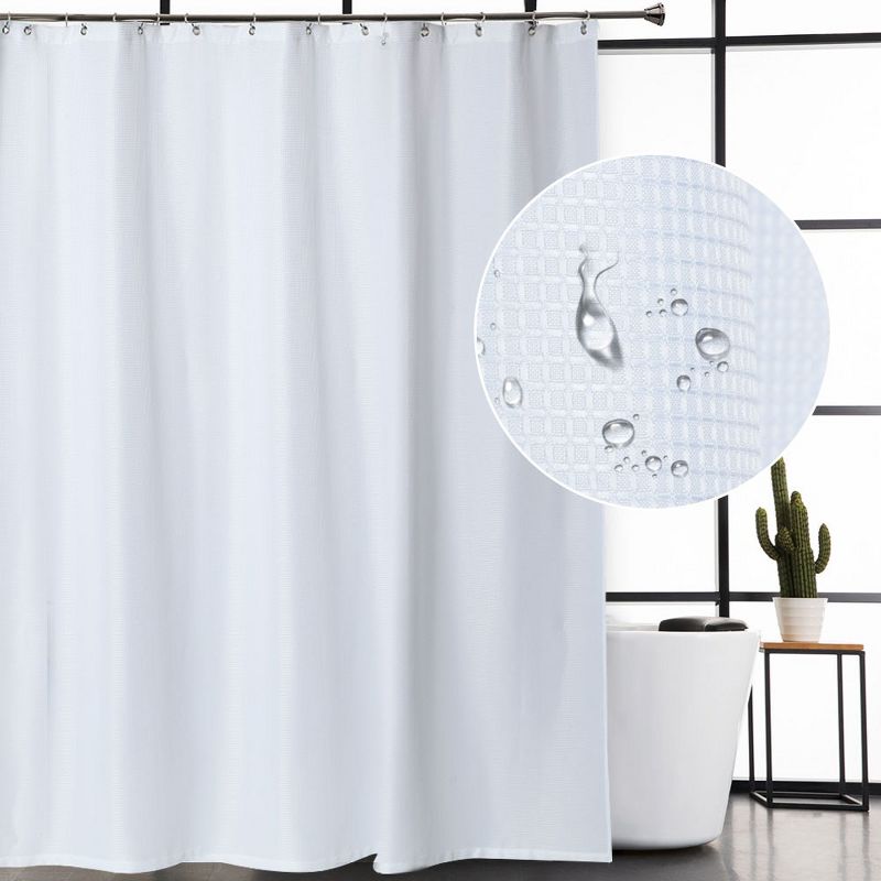Waffle Fabric Shower Curtain for Bathroom, 1 of 5